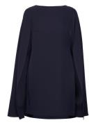 Lauren Ralph Lauren Cape Georgette Cocktail Dress Marinblå