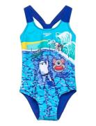 Speedo Girls Digital Printed Swimsuit Blå