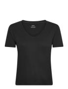 Mango V-Neck Cotton T-Shirt Svart