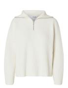 Selected Femme Slfbloomie Ls Knit Half Zip Noos Vit