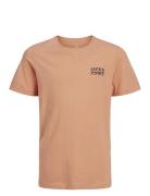 Jack & J S Jjstyd Chest Brand Tee Ss Ln Jnr Brun