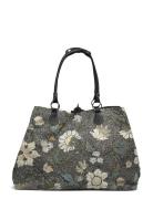 Ceannis Weekend Bag Black Flower Linen Multi/patterned