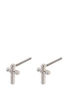 Pilgrim Clara Recycled Crystal Cross Earrings Silver