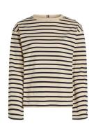 Tommy Hilfiger Rlx Gold Btn Stripe C-Nk Ls Beige