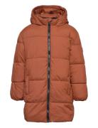 Mango Quilted Long Coat Orange