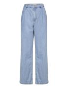 Mango Straight Pleated Jeans Blå