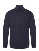 Mango Slim Fit Stretch Cotton Shirt Marinblå