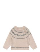 Mango Contrasting Knit Sweater Beige