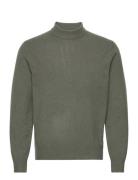 Mango Wool-Blend Sweater With Perkins Collar Khaki Green