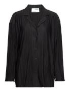 Selected Femme Slfellie Ls Plisse Shirt Curve Svart