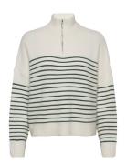 Mango Striped Sweater With Zip Vit