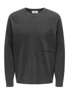 ONLY & SONS Onslamai Ovz 12 Ls Pocket Crew Knit Grå