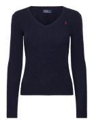 Polo Ralph Lauren Cable-Knit Wool-Cashmere V-Neck Sweater Blå