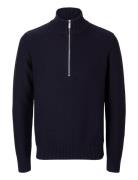 Selected Homme Slhaxel Ls Knit Half Zip Marinblå