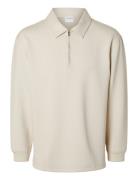 Selected Homme Slhrelax-Emanuel Soft Polo Zip Sweat Ex Kräm