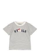 Mango Striped Cotton T-Shirt Vit