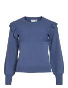 Vila Vineira O-Neck L/S Rib Knit Top - Noos Marinblå