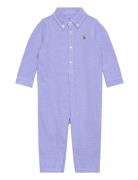 Ralph Lauren Baby Knit Cotton Oxford Coverall Blå