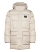 Calvin Klein Long Hooded Quilt Puffer Mw Beige