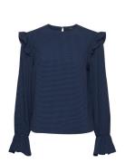 Lexington Clothing Carmen Check Blouse Blå