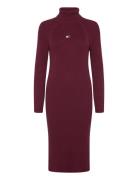 Tommy Jeans Tjw Mockneck Badge Sweater Dress Burgundy