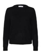 Selected Femme Slfsia Ras Ls Knit O-Neck Noos Svart