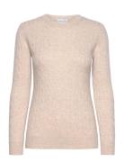 Davida Cashmere O-Neck Cable Sweater Beige