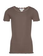 Rosemunde Kids Silk T-Shirt W/ Lace Brun