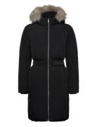 Calvin Klein Classic Belted Fur Coat Svart