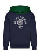 Ralph Lauren Kids Logo Color-Blocked Fleece Hoodie Marinblå