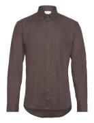 Lindbergh Mouliné Stretch Shirt L/S Brun