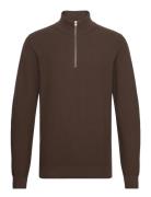 Casual Friday Cfkarl 0160 Structured Halfzip Knit Brun