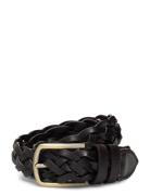 Mango 100% Braided Leather Belt Svart