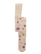 Lindex Tights Sg Cotton W Hearts Aop Beige