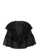 Malina Alexia Organza Frill Blouse Svart