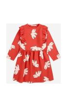 Bobo Choses Freedom Bird All Over Ruffle Dress Röd