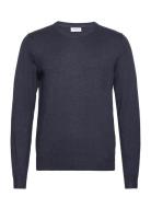 Lindbergh Melange Round Neck Knit Marinblå