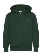 GANT Reg Tonal Shield Full Zip Hoodie Grön