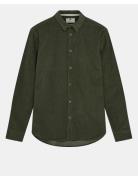 Anerkjendt Akleif Solid Cord Shirt Khaki Green