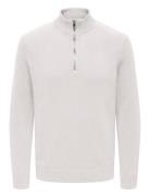 ONLY & SONS Onsfabian Life Reg 7 Half Zip Knit Vit