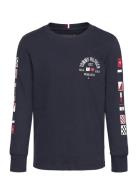 Tommy Hilfiger Flags Embroidered Reg Tee Ls Marinblå