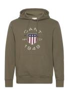 GANT Print Sweat Hoodie Khaki Green