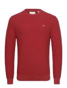 GANT Cotton Textured C-Neck Röd