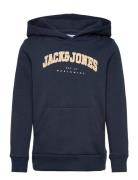 Jack & J S Jjecaleb Varsity Sweat Hood Noos Jnr Marinblå