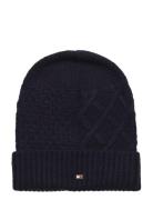 Tommy Hilfiger Th Flag Cable Knit Beanie Marinblå