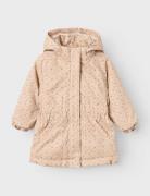 Lil'Atelier Nmfgerda Padded Long Jacket Aop Fo Lil Beige