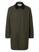 Selected Homme Slhwalter Waxed Cotton Coat Khaki Green