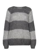 Pulz Jeans Pzpeyton Ls Striped Ck Pullover Grå