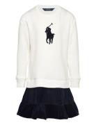 Ralph Lauren Kids Big Pony Corduroy-Skirt Fleece Dress Marinblå