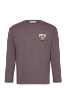 Mango Printed Long Sleeve T-Shirt Burgundy